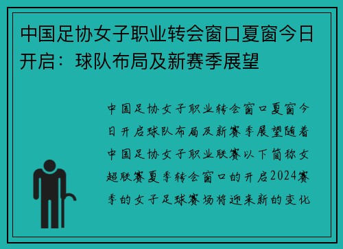 中国足协女子职业转会窗口夏窗今日开启：球队布局及新赛季展望